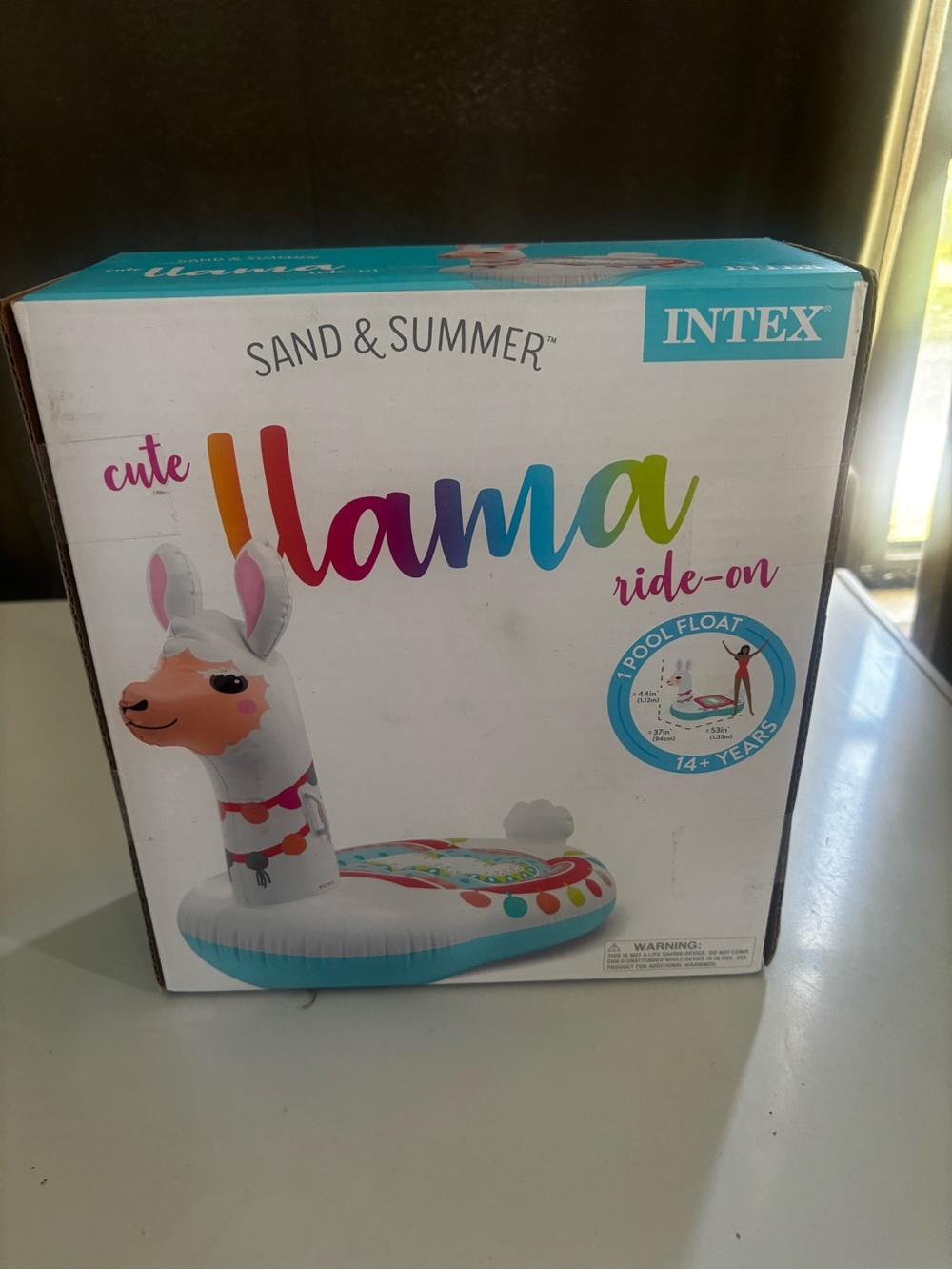 Intex Cute Llama Ride-On Pool Float — White with Multicolor Accents